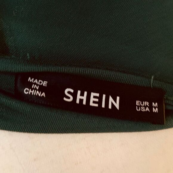 Shein Scallop Hem & Sleeve Dress Women’s Size S Teal Green Short Sleeve Casual S - Picture 6 of 11